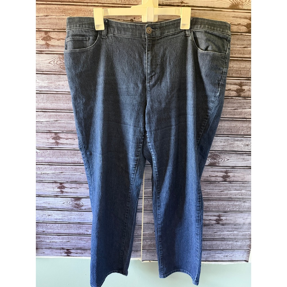 CJ Banks Women's Straight Leg Stretch Jeans Size 20W Blue Denim Pockets